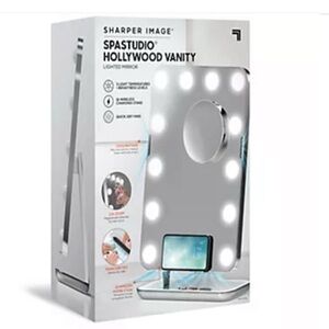 SHARPER IMAGE SPA SUDIO HOLLYWOOD VANITY MIRROR WITH FANS WHITE/CROME